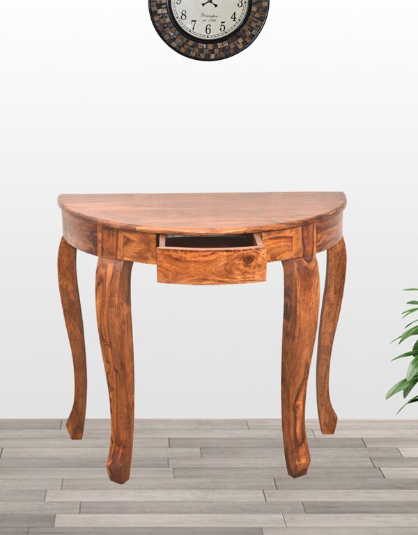 Wooden Semi Circular Console Table, Semi Circle Hall Table