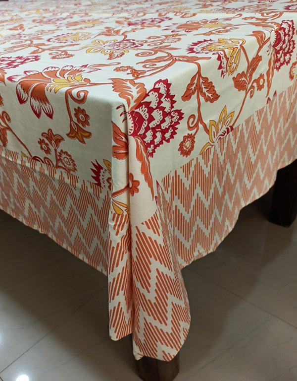 Floral Organic Cotton Table Cover Side View