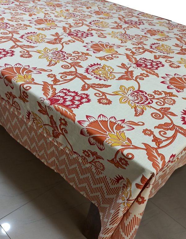 Floral Organic Cotton Table Cover Full VIew